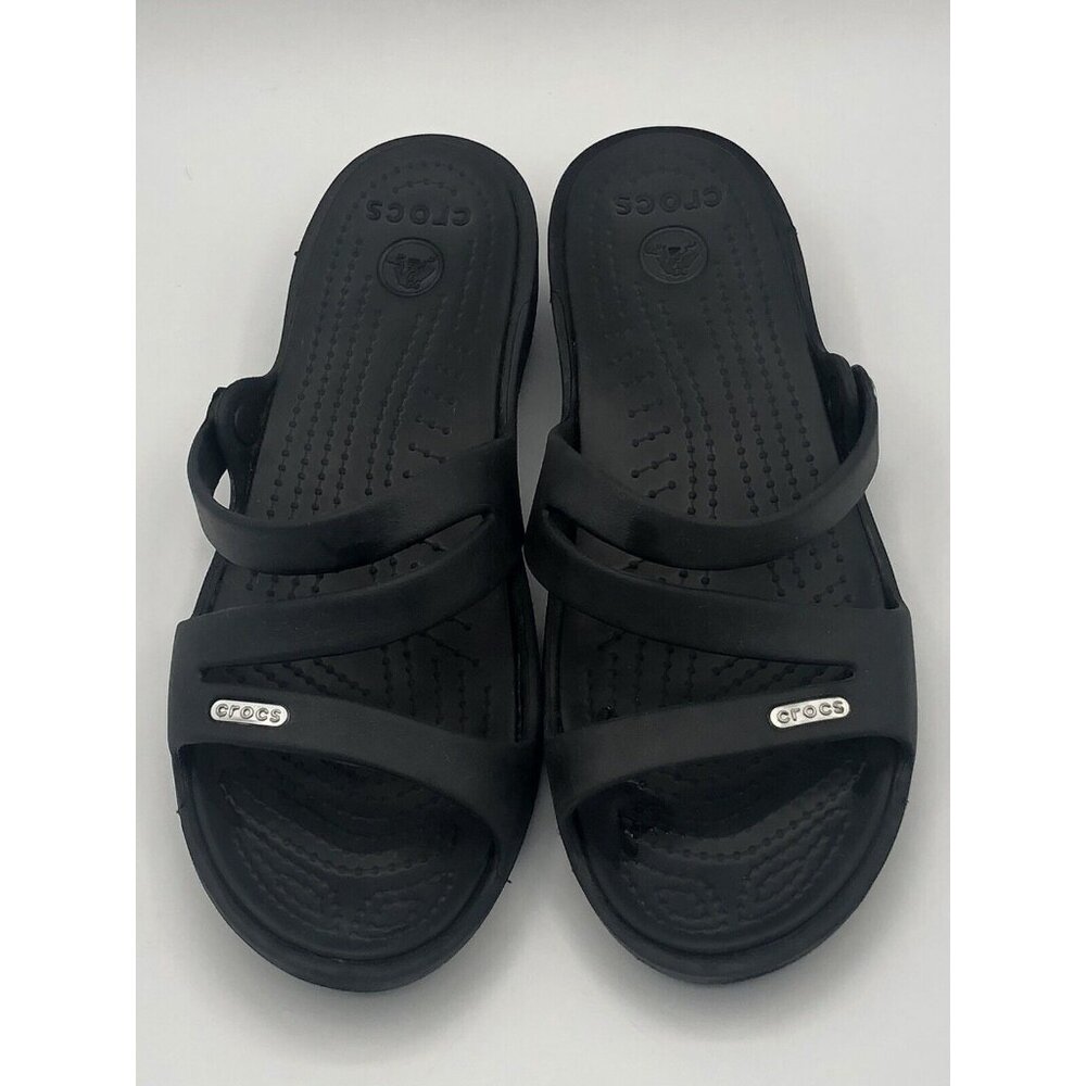 Crocs Swiftwater Sandal W Women's Wedged Slide Size 7 - Black/Black